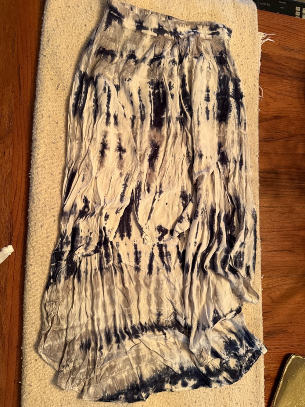 Mono B White and Navy Tie-Dye Maxi Skirt